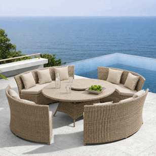 Dallas Spisegruppe Oval Beige