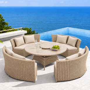 Dallas Spisegruppe Rund Beige